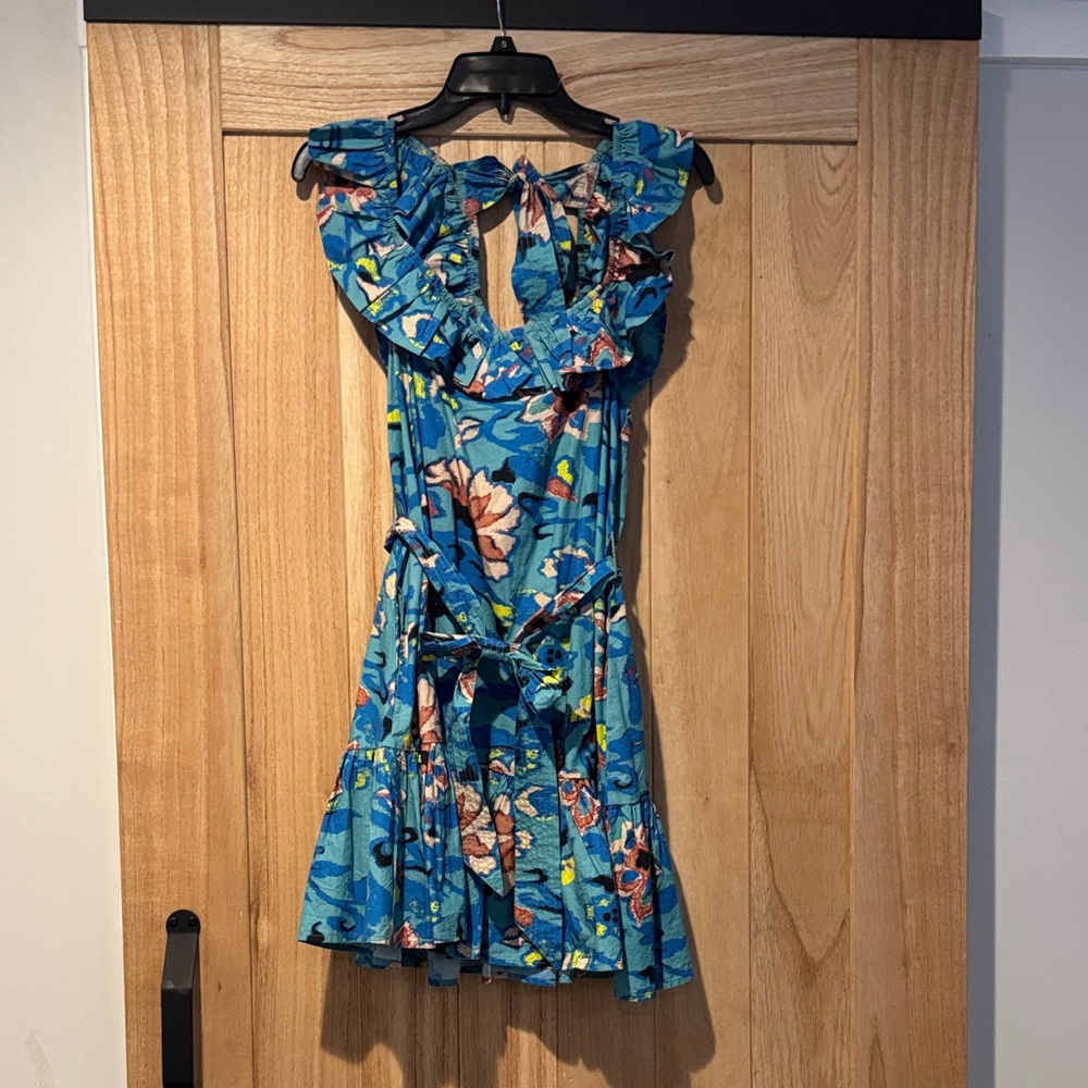 Cleobella Floral Blue Ruffle Dress